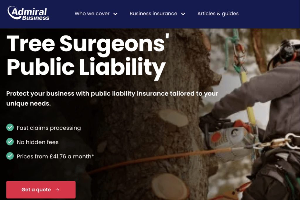 Someone searching on Admiral Business to see how much tree surgeon insurance is